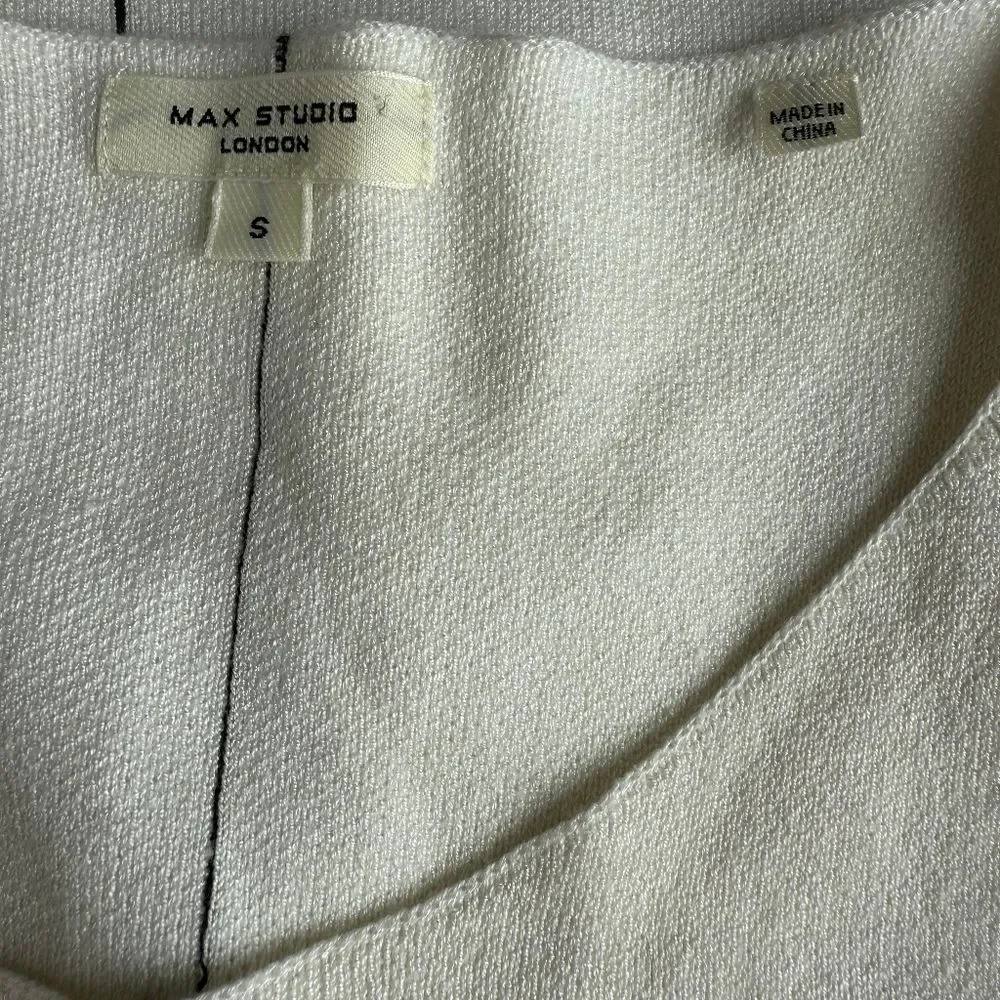 Max Studio Ivory Cream Knit Short Sleeve Sweater - Picture 4 of 5